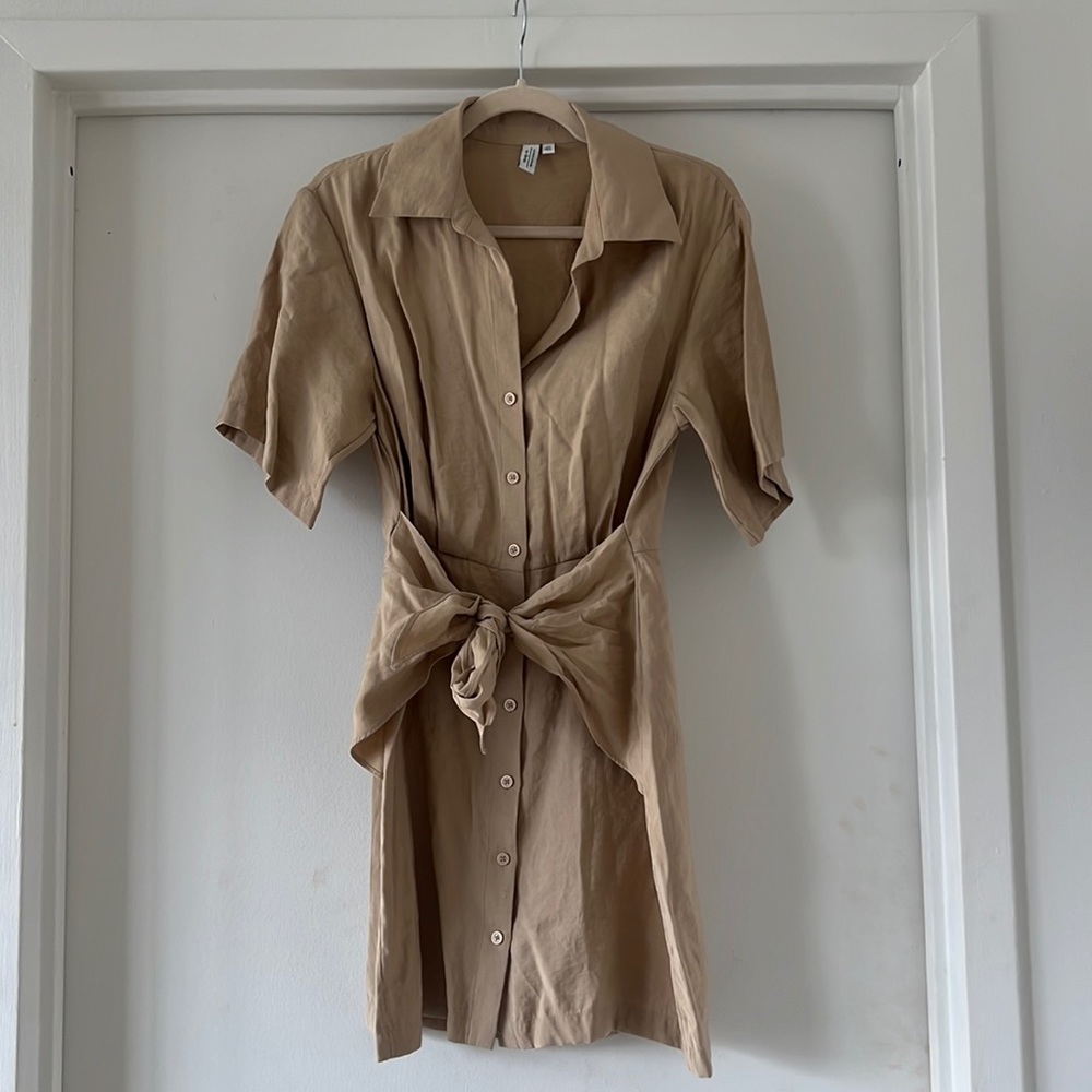 & other stories tie front mini shirt dress
